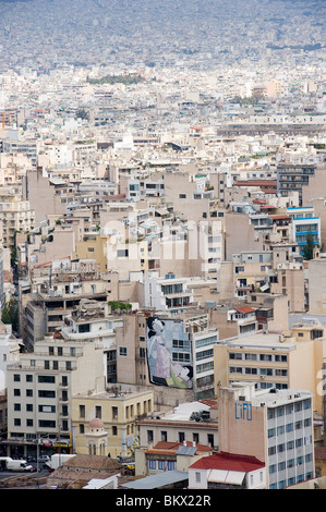 Athens City visto dall'Acropoli, Grecia Foto Stock