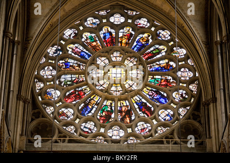 Vidreo de colore vetro macchiato la Westminster Abbey Iglesia: Inghilterra GB Gran Bretagna REGNO UNITO : en el Reino Unido. Foto Stock