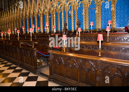 Coro Cudiero. Coro, la Westminster Abbey Iglesia: Inghilterra GB Gran Bretagna REGNO UNITO : en el Reino Unido. Foto Stock