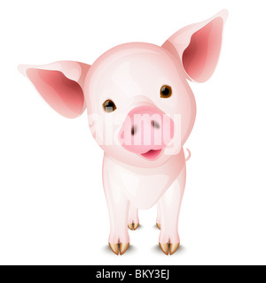 Po' rosa suino isolati su sfondo bianco Foto Stock