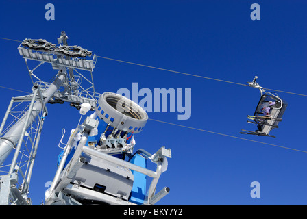 Impianti di risalita e neve pistola, Spitzing, Alpi Bavaresi, Alta Baviera, Baviera, Germania Foto Stock