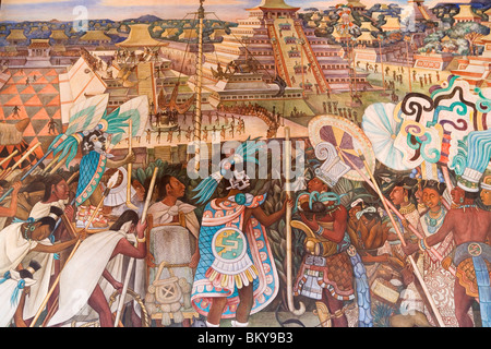 Diego Rivera il murale Totonac civiltà, El Tajin (1950) nel palazzo nazionale di Città del Messico, Messico D.F., Messico Foto Stock