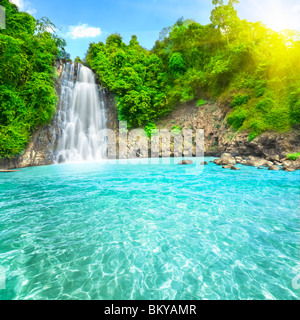 Bella 'Dambri' cascata nella foresta tropicale. Il Vietnam Foto Stock