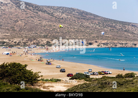 Vista sulla Spiaggia Prassionisi, Prassionisi, Rodi, Grecia Foto Stock