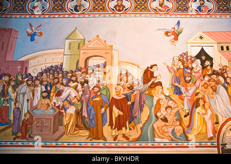 Pittura murale in Rochester Cathedral e Rochester, Kent, Regno Unito Foto Stock