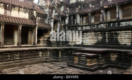 Cortile Centrale all'interno di Angkor Wat. Foto Stock