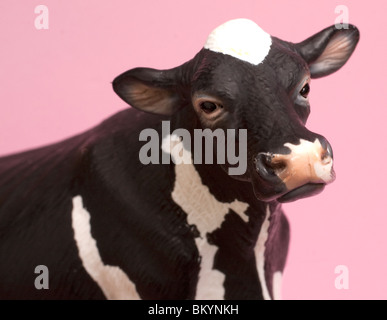 Mucca sul colore rosa Foto Stock
