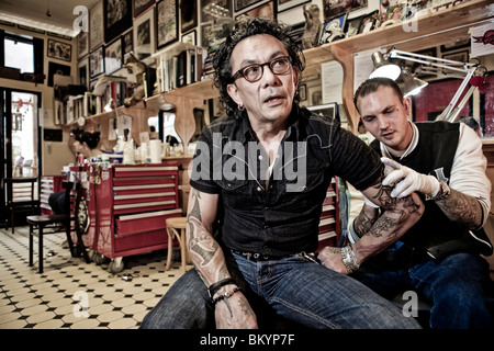 Henk Schiffmacher's Hanky Panky, salotto tattoo, Amsterdam, Paesi Bassi Foto Stock