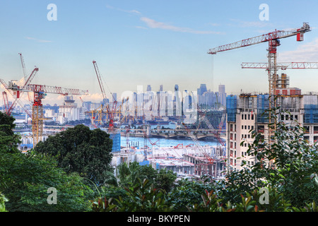 Grattacieli in costruzione in Singapore Foto Stock