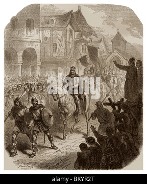 In 732, trionfale ingresso di Charles Martel, a Parigi, ulteriormente la sua vittoria durante la Battaglia di Tours. Foto Stock