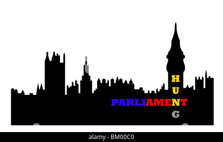 Illustrazione concettuale di hung Case del Parlamento dopo le elezioni generali, Westminster, Londra, Inghilterra. Foto Stock