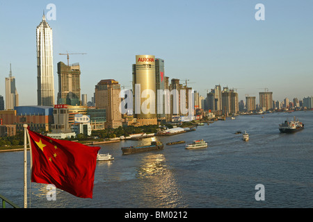 Skyline Pudong, Fiume Huangpu, perla Orient Tower, la Torre della TV, Jinmao Foto Stock