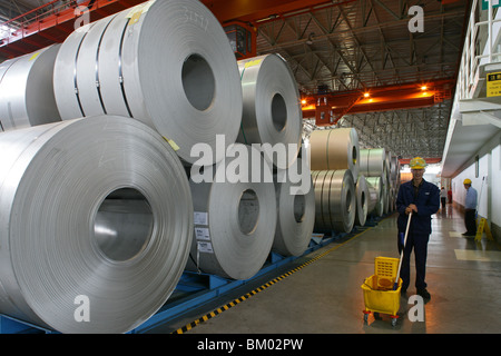 ThyssenKrupp, acciaio, hall, impianto, lamiera di acciaio laminato, il laminatoio Foto Stock