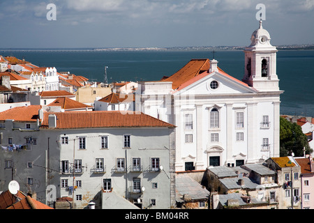 Santo Estevao chiesa di Santa Luzia Viewpoint, Lisbona. Foto Stock