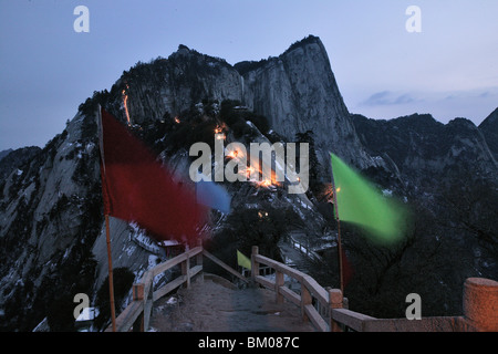 Vista dal nord di picco, taoista di montagna, Hua Shan, provincia di Shaanxi, Cina e Asia Foto Stock