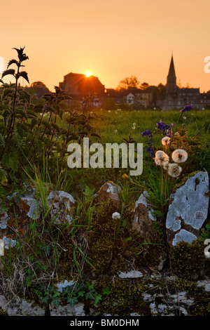 Sunrise over Malmesbury Abbey - Wiltshire, Inghilterra Foto Stock