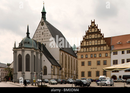 Cattedrale di St. Marien visto dalla Untermarkt, Freiberg, in Sassonia, Germania, Europa Foto Stock