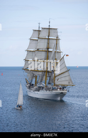 Gorch Fock a pieno la vela, la formazione tedesca nave a vela nel Mar Baltico, nei pressi di Kiel, Schleswig-Holstein, Germania Foto Stock