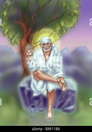 Illustrazione di Shirdi Sai Baba Foto Stock