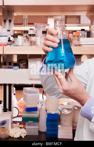 Medico tenendo una beuta in un laboratorio Foto Stock