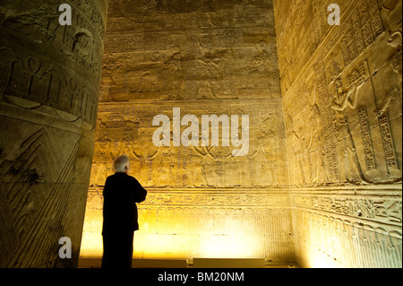 Interno, Tempio di Horus Edfu, Egitto, Africa Settentrionale, Africa Foto Stock