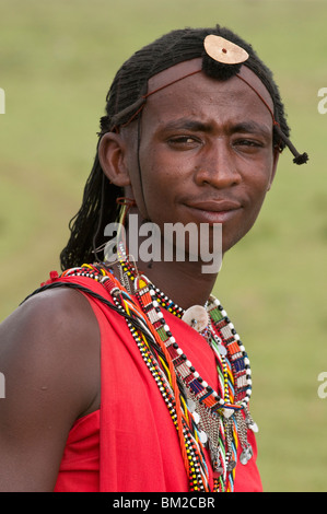 Masai uomo Masai Mara, Kenya, Africa orientale Foto Stock