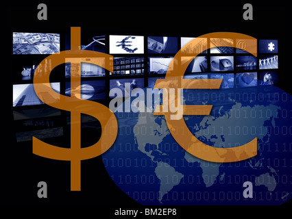 Di Euro Contro dollaro valuta. Aziendale Corporate illustrazione e fotografie metafora Foto Stock