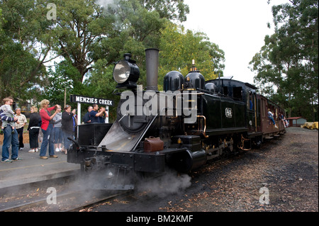 Una locomotiva a vapore del Puffing Billy ferrovie a vapore nel Dandenongs vicino a Melbourne, Victoria, Australia Foto Stock