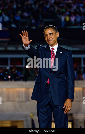 Barack Obama a salutare i delegati Foto Stock