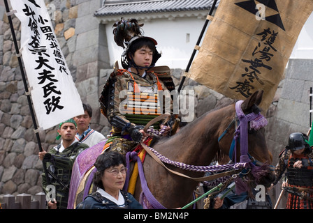 Il Samurai in Odawara Hojo Godai Festival che si tiene nel mese di maggio presso il castello di Odawara a Kanagawa, Giappone Foto Stock