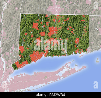 Connecticut, Rilievo ombreggiato mappa. Foto Stock