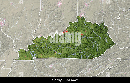 Il Kentucky, Rilievo ombreggiato mappa. Foto Stock