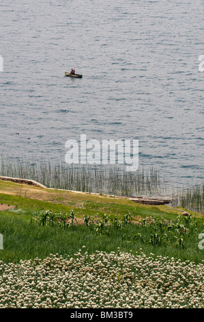 San Antonio Palopo, lago Atitlan, Guatemala. Foto Stock