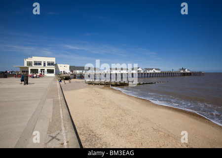 La spiaggia e il molo Southwold,Suffolk, Inghilterra Foto Stock