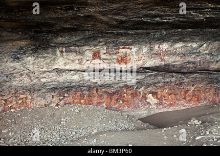 Nativi americani arte rock destino Bell Shelter Seminole Canyon arte rock Texas USA Foto Stock