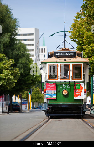 City tram su Worcester Steet. Christchurch, Canterbury, Isola del Sud, Nuova Zelanda Foto Stock