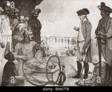 Shah Allum, Mogul di Hindustan, rivedendo le truppe del British East India Company, c.1781. Foto Stock