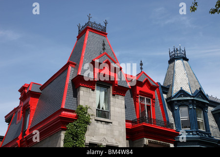 Piazza Saint Louis case, Mont Royal, Montreal Foto Stock