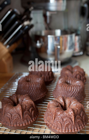 Il cioccolato mini-bundt torte Foto Stock