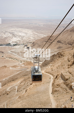 Sulla funicolare scendere dal Masada Mesa al centro visitatori - Israele Foto Stock