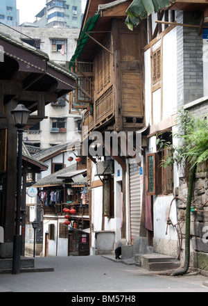 Vecchie case nel vecchio quartiere di Chongqing Cina Foto Stock