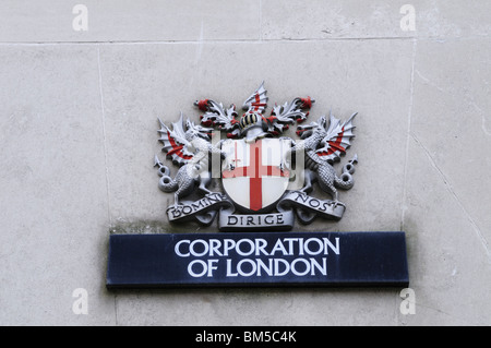 Corporation of London Stemma insegne, London, England, Regno Unito Foto Stock