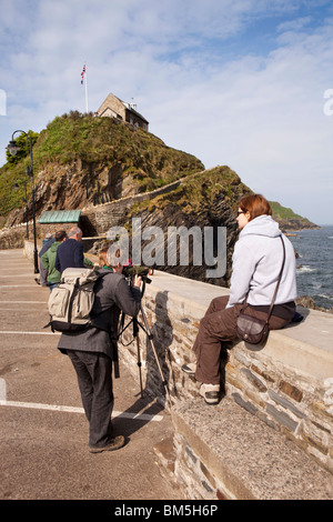 Regno Unito, Inghilterra, Devon, Ilfracombe, porto, St Nicholas' chiesa sulla sommità della collina di Lanterna Foto Stock