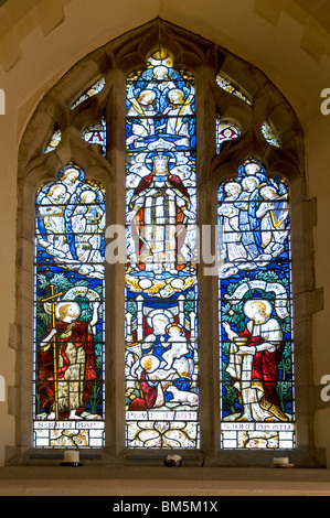 Finestra di vetro colorato nella chiesa parrocchiale dedicata a San Giovanni Battista nel piccolo borgo di Churchtown , Shropshire. Foto Stock