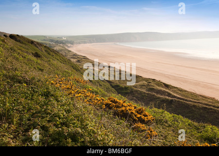 Regno Unito, Inghilterra, Devon, Woolacombe Sands Beach guardando verso Putsborough Foto Stock