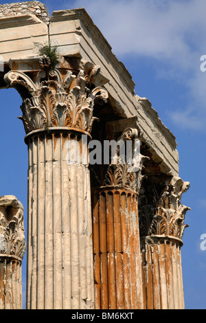 Dettaglio di capitali di Zeus Olimpio tempio, Atene, Grecia Foto Stock