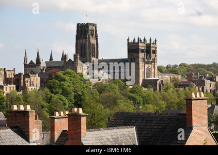 La Cattedrale di Durham visto da nord-ovest, England, Regno Unito Foto Stock