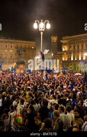 Il calcio finale mach Champions League Inter-Bayern Munchen, la piazza del Duomo di Milano, Italia, 22.05.2010 Foto Stock