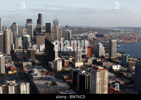 Seattle Downtown vista dallo spazio ago Foto Stock