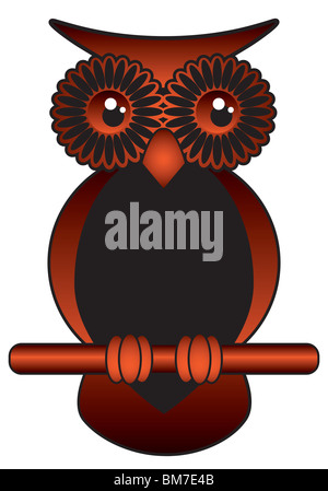 Nero e marrone divertente Gufo Sapiente con grandi occhi luminosi Foto Stock